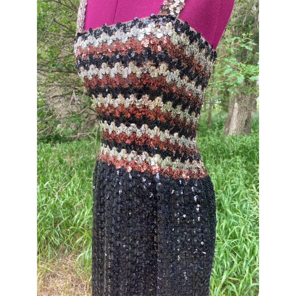 Vintage 1960s Knit Sequin Wiggle Evening Dress MOD - Picture 8 of 16